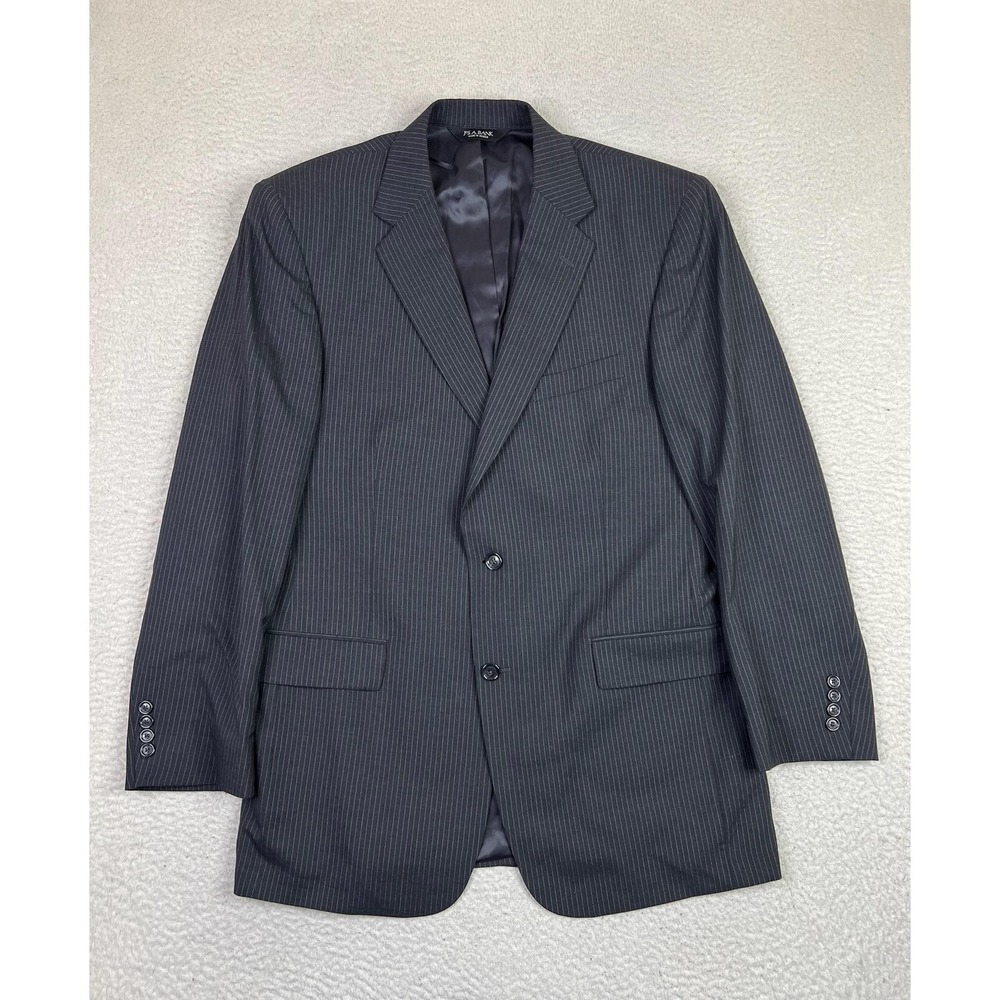 Jos. A.‎ Bank Mens 42L Charcoal Pinstripe Wool Two Button Blazer Sport Coat